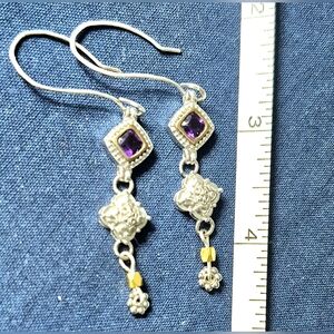 Handmade Silver, Gold and Purple Dainty Earrings